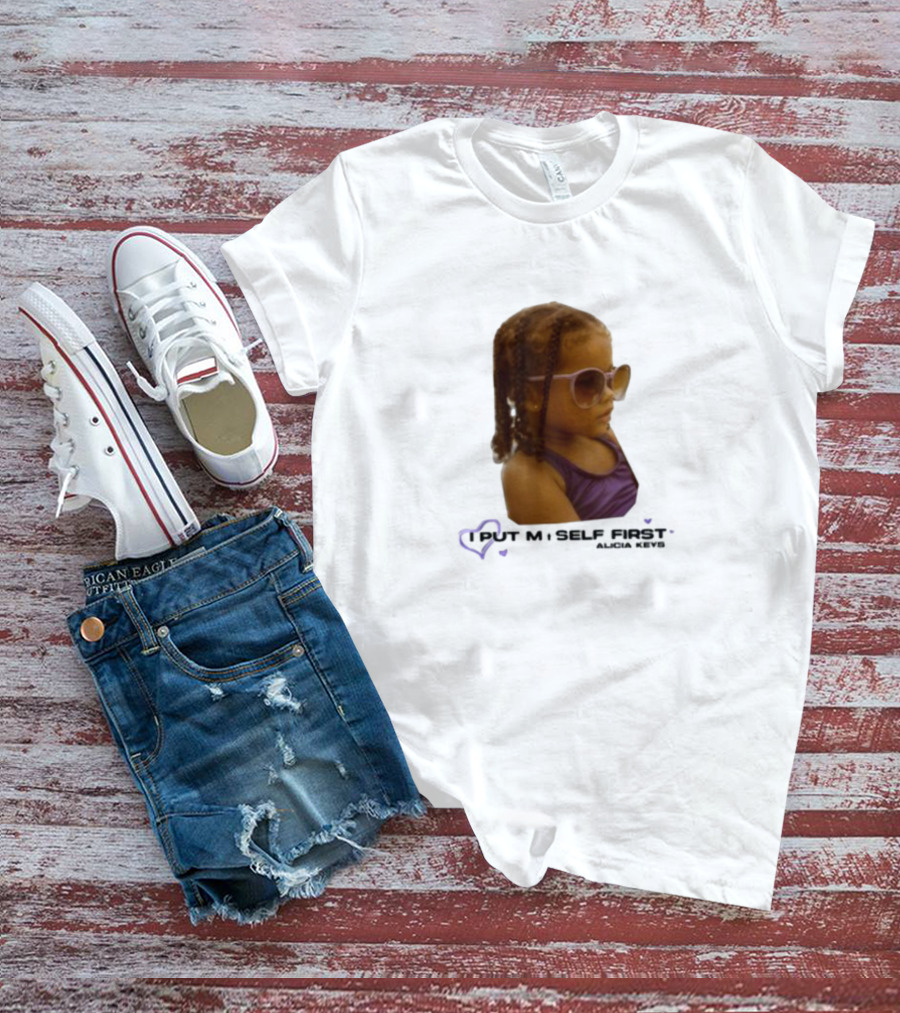 Keys Affirmations I Put Myself First Heart Sunglasses T-Shirt