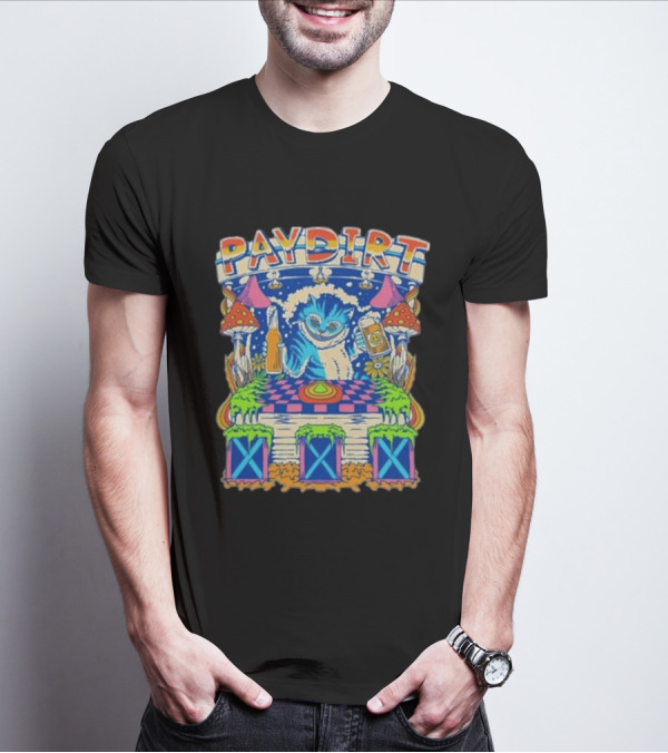 Sajaklamo Paydirt Psychedelic Cat With Mushrooms And Cosmic Elements T-Shirt