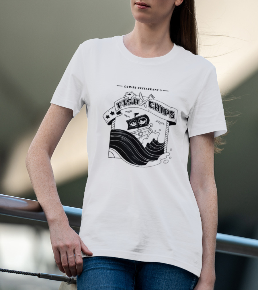 Jwri Restaurant Fish Chips Boat Adventure Waves T-Shirt