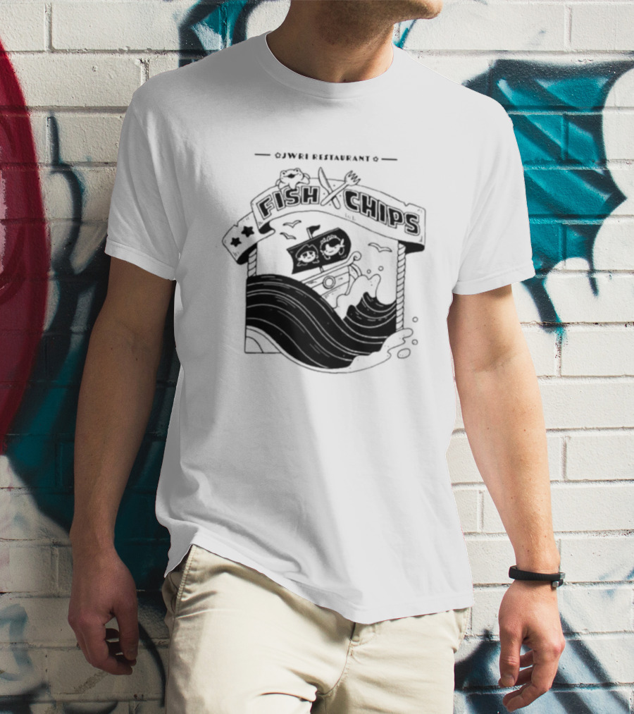 Jwri Restaurant Fish Chips Boat Adventure Waves T-Shirt