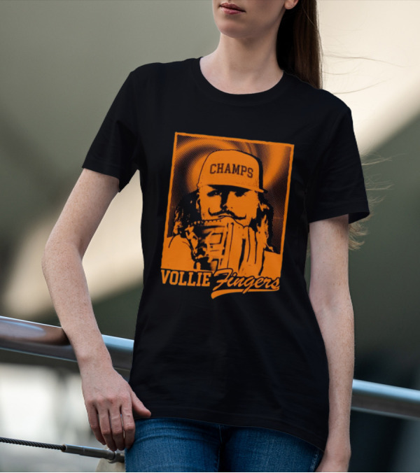 Vollie Fingers Champs Baseball Icon With Glove And Hat T-Shirt