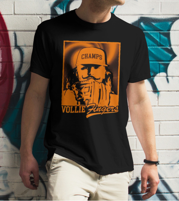 Vollie Fingers Champs Baseball Icon With Glove And Hat T-Shirt