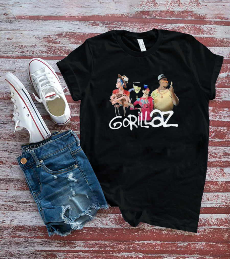 Gorillaz Band Characters With Deer Stonewashed T-Shirt