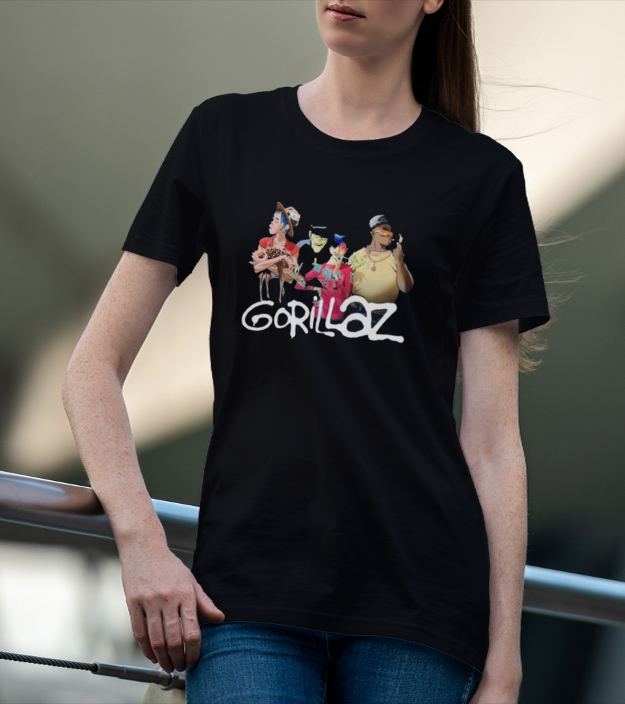 Gorillaz Band Characters With Deer Stonewashed T-Shirt