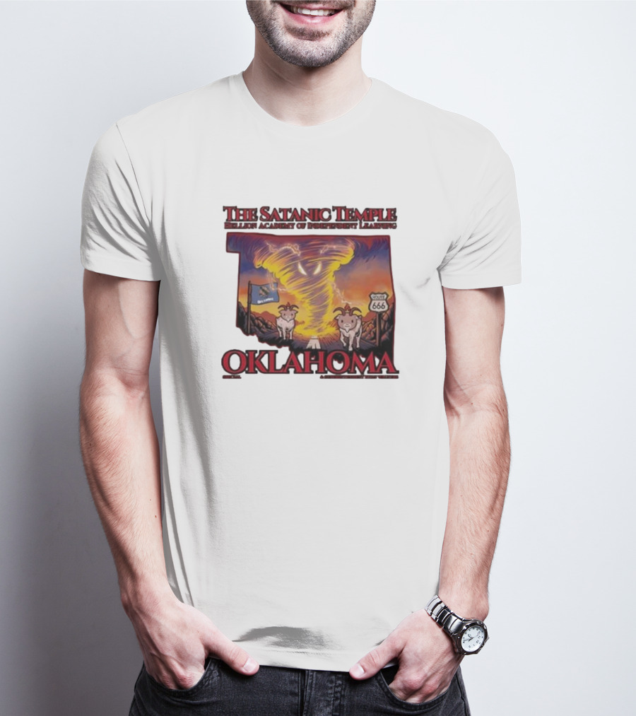 The Satanic Temple Campaign Oklahoma Route 666 Tornado Goats T-Shirt