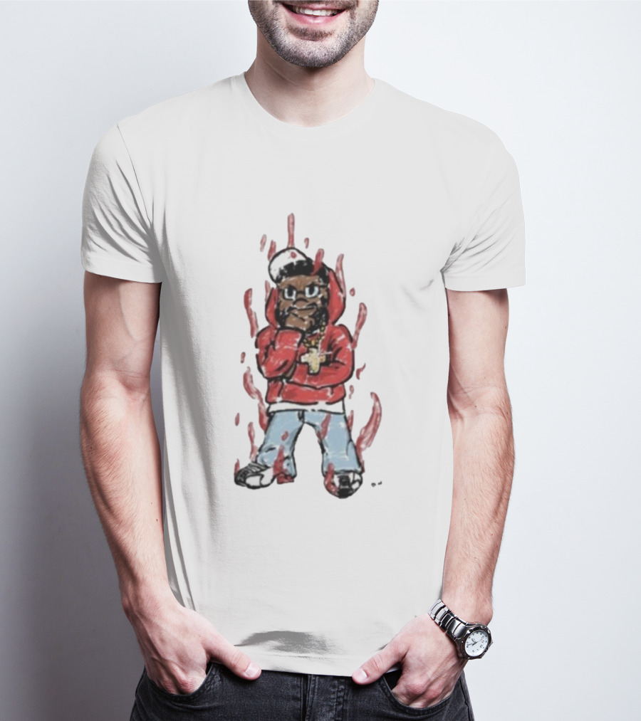 Kendricks Aura Was On Another Level That Nite Red Hoodie Cartoon Character T-Shirt