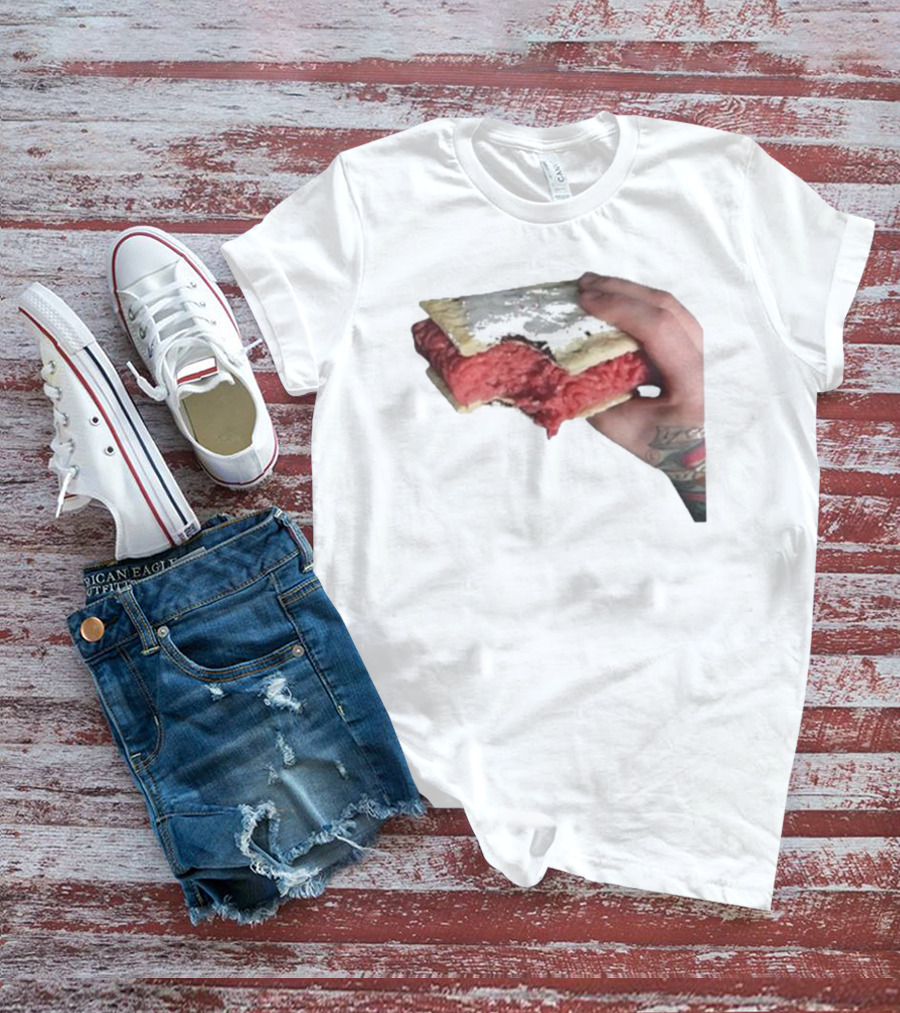 Man Holding Uncooked Meat Sandwich With Tattoos T-Shirt