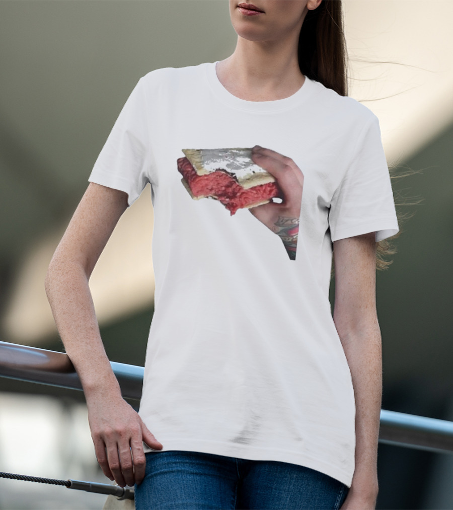 Man Holding Uncooked Meat Sandwich With Tattoos T-Shirt
