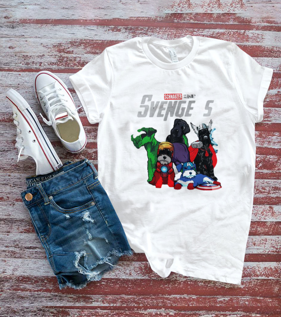 Marvel Avengers Schnauzer Svengers Dogs Superheroes T-Shirt