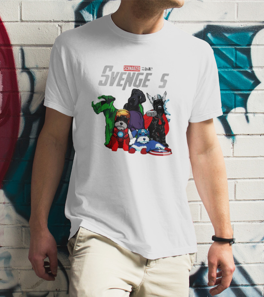 Marvel Avengers Schnauzer Svengers Dogs Superheroes T-Shirt