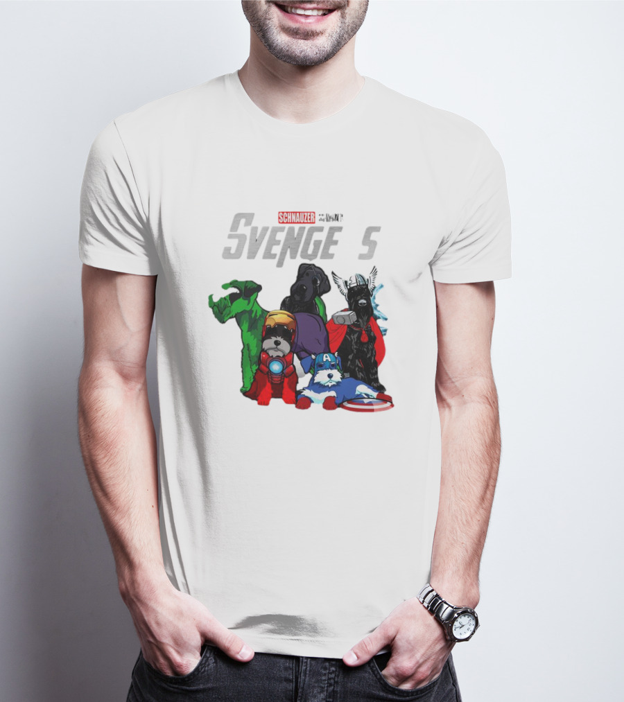 Marvel Avengers Schnauzer Svengers Dogs Superheroes T-Shirt