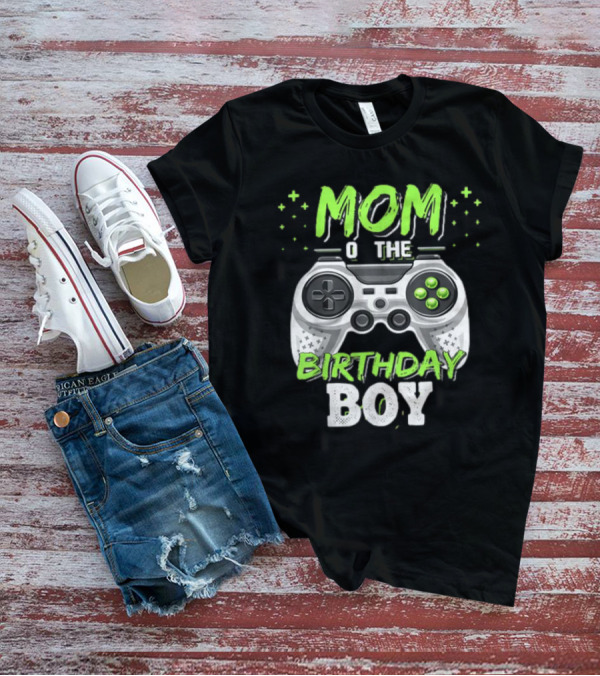 Mom Of The Birthday Boy Video Gamer Party Controller Matching T-Shirt