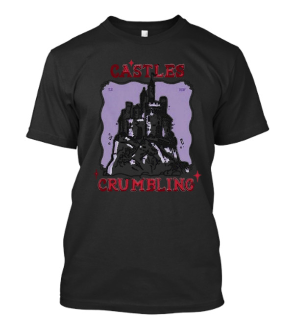 Castles Crumbling Medieval Fortress Art Purple Background T-Shirt