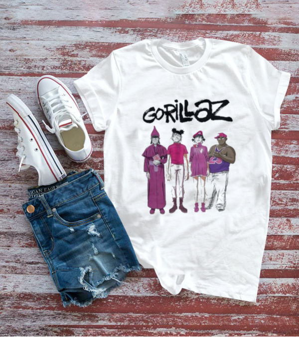 Gorillaz Cracker Island Group Art Standing Characters T-Shirt