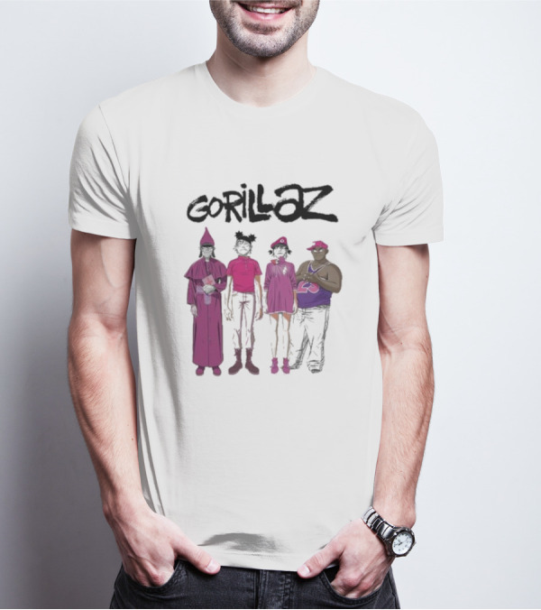 Gorillaz Cracker Island Group Art Standing Characters T-Shirt