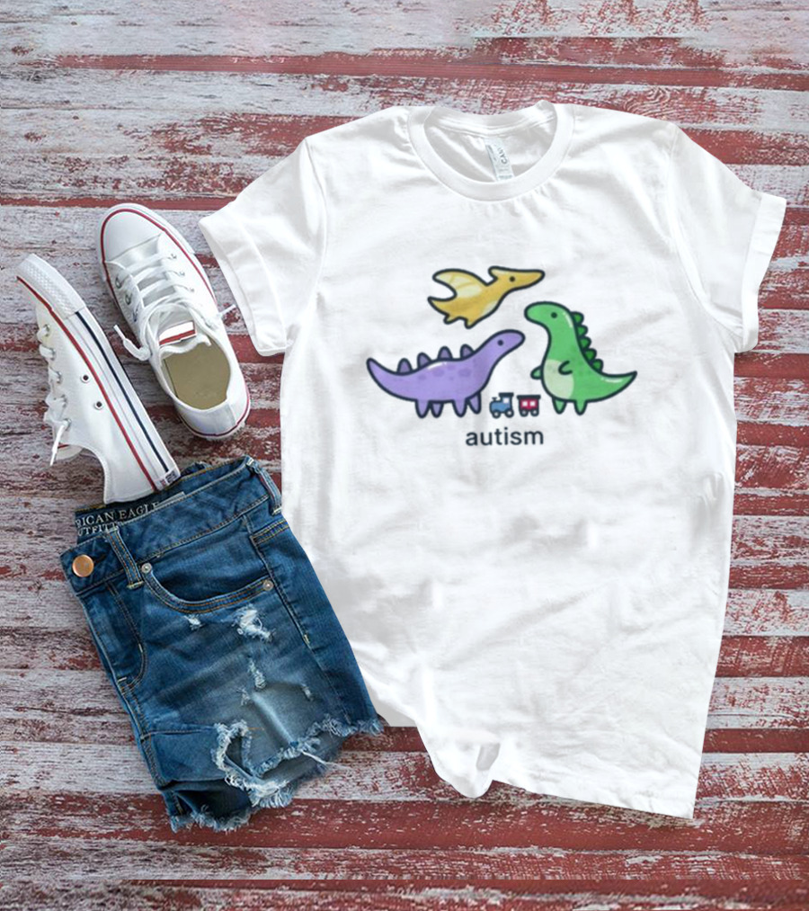 Eveoart Autistic Drip Dinosaur Autism Train T-Shirt