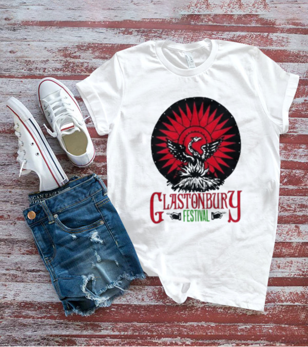 Glastonbury Festival 2024 Phoenix Red Sunburst T-Shirt
