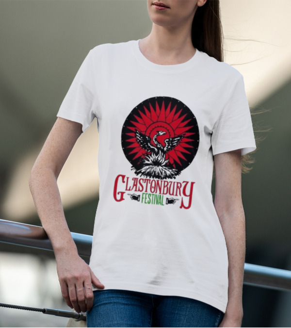 Glastonbury Festival 2024 Phoenix Red Sunburst T-Shirt