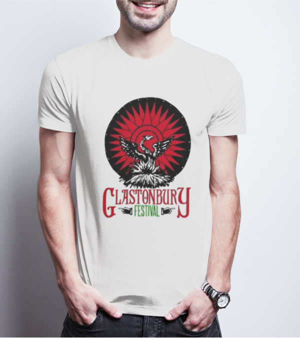 Glastonbury Festival 2024 Phoenix Red Sunburst T-Shirt