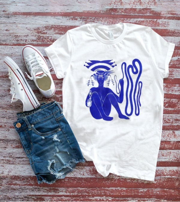 Hiatus Kaiyote Love Heart Cheat Code Abstract Blue Figure With Spiral Elements T-Shirt