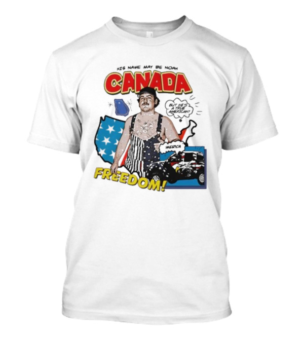 His Name May Be Noah Canada Freedom But He's A True American With USA Map And Stars T-Shirt