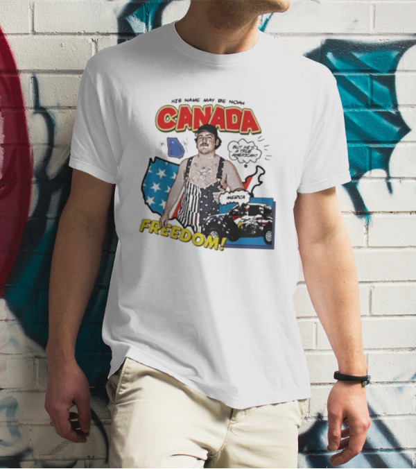 His Name May Be Noah Canada Freedom But He's A True American With USA Map And Stars T-Shirt