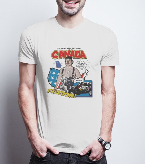 His Name May Be Noah Canada Freedom But He's A True American With USA Map And Stars T-Shirt
