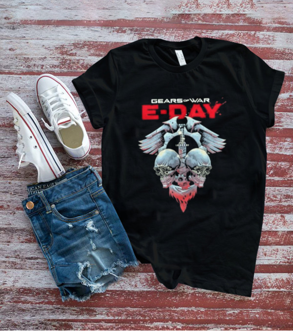 Gears Of War E-Day Skulls And Weaponry Design By Luke Preece T-Shirt
