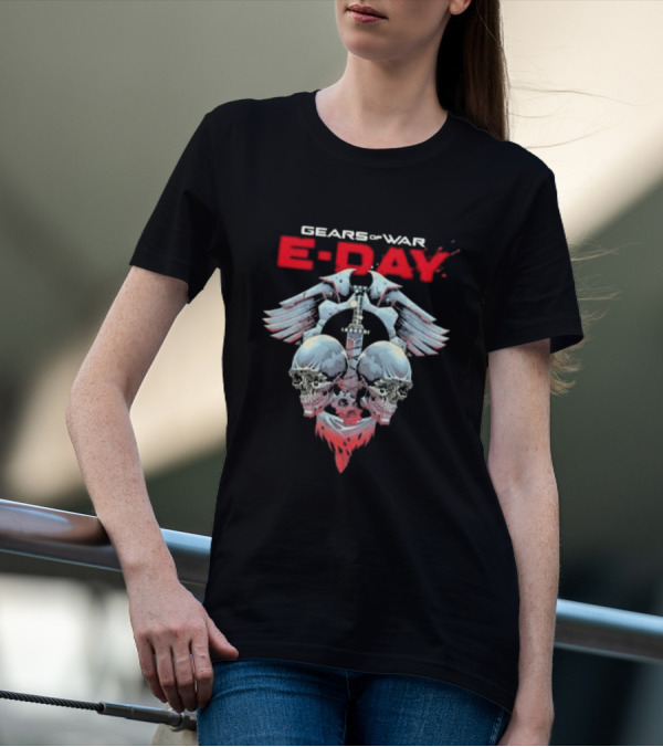 Gears Of War E-Day Skulls And Weaponry Design By Luke Preece T-Shirt