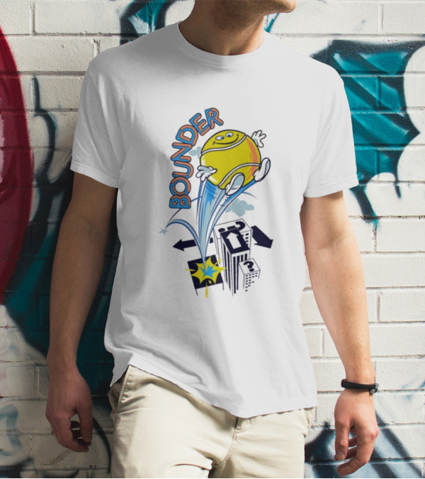 BOUNDING YELLOW CHARACTER ROOFTOP ADVENTURE T-Shirt