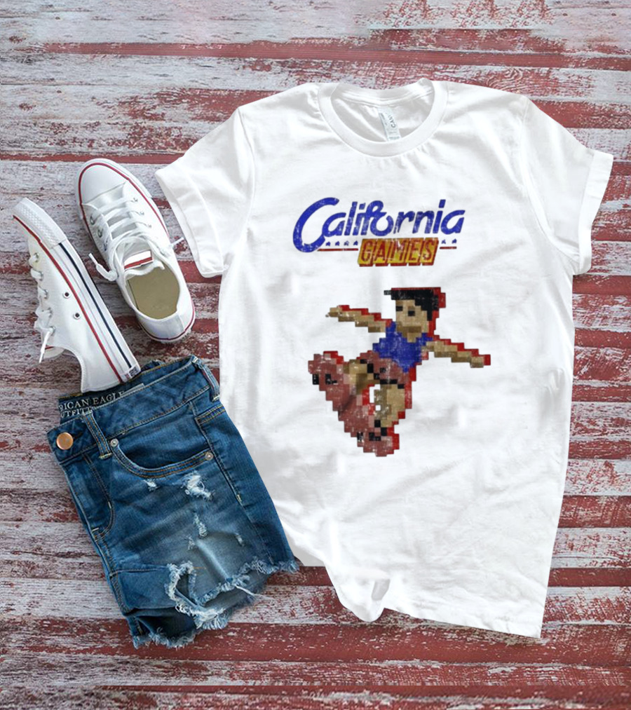 California Games Pixelated Skateboarding Retro Gaming T-Shirt