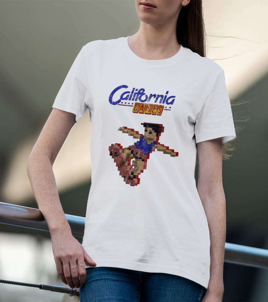 California Games Pixelated Skateboarding Retro Gaming T-Shirt