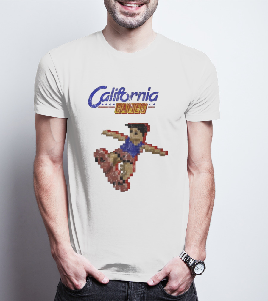 California Games Pixelated Skateboarding Retro Gaming T-Shirt