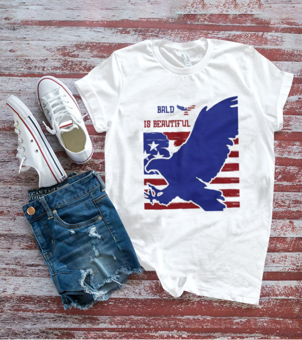 Bald Is Beautiful American Flag Eagle Stars Stripes T-Shirt