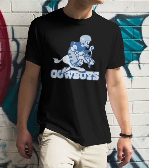 Dallas Cowboys Vintage Cowboy Riding Football Horse Logo 1966 T-Shirt