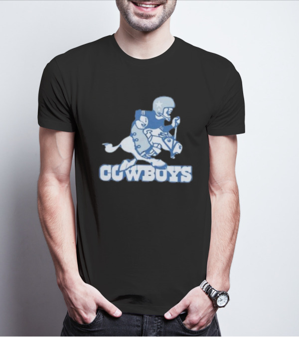 Dallas Cowboys Vintage Cowboy Riding Football Horse Logo 1966 T-Shirt