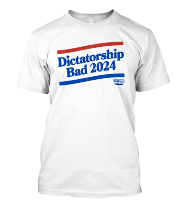 Dictatorship Bad 2024 Wavy Red Blue Lines T-Shirt