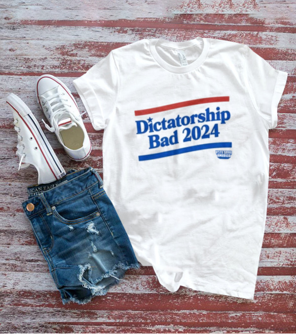 Dictatorship Bad 2024 Wavy Red Blue Lines T-Shirt