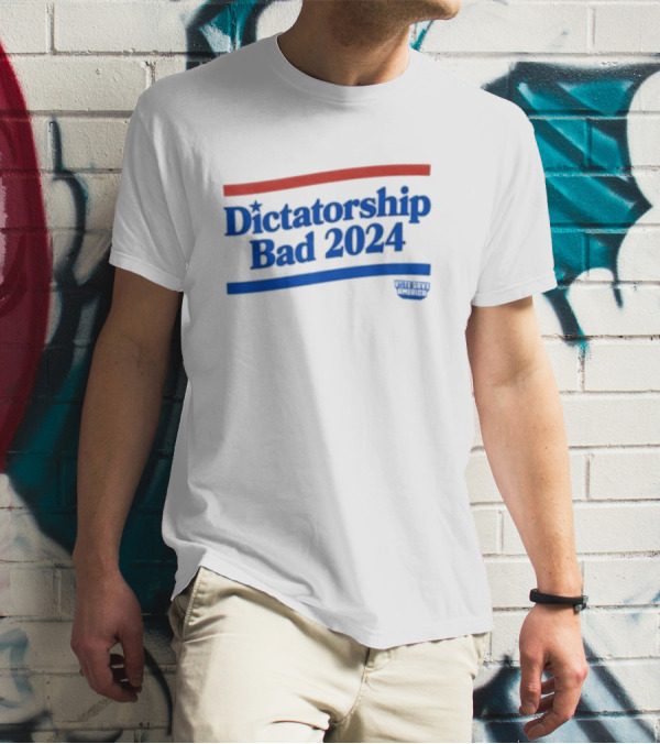 Dictatorship Bad 2024 Wavy Red Blue Lines T-Shirt