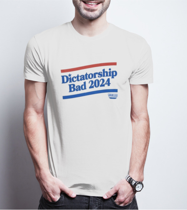 Dictatorship Bad 2024 Wavy Red Blue Lines T-Shirt