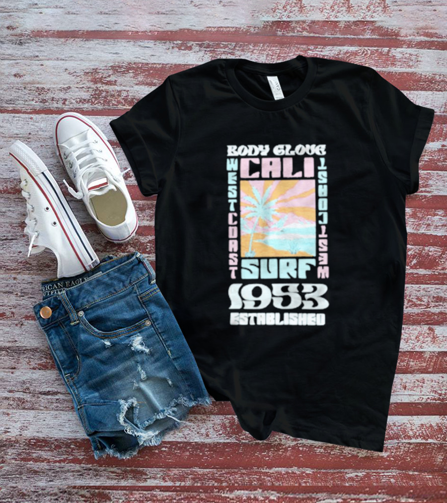 Body Glove Cali Surf 1953 Established West Coast Retro Palm Tree Ocean Waves T-Shirt