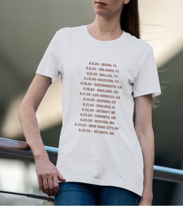 Concrete Boys Tour White 2024 Miami New York Toronto Chicago Houston Dates T-Shirt