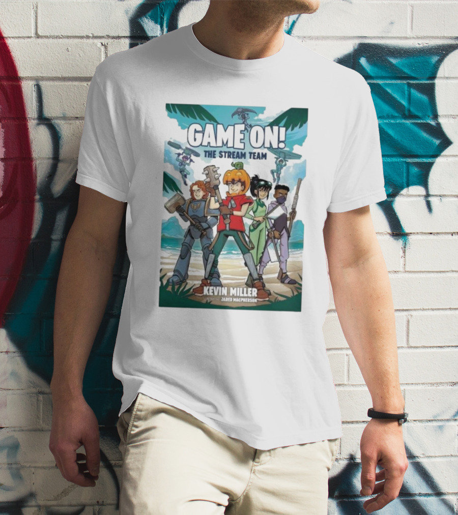 GAME ON THE STREAM TEAM KEVIN MILLER JARED MACPHERSON CHARACTERS PALM TREES ADVENTURE T-Shirt