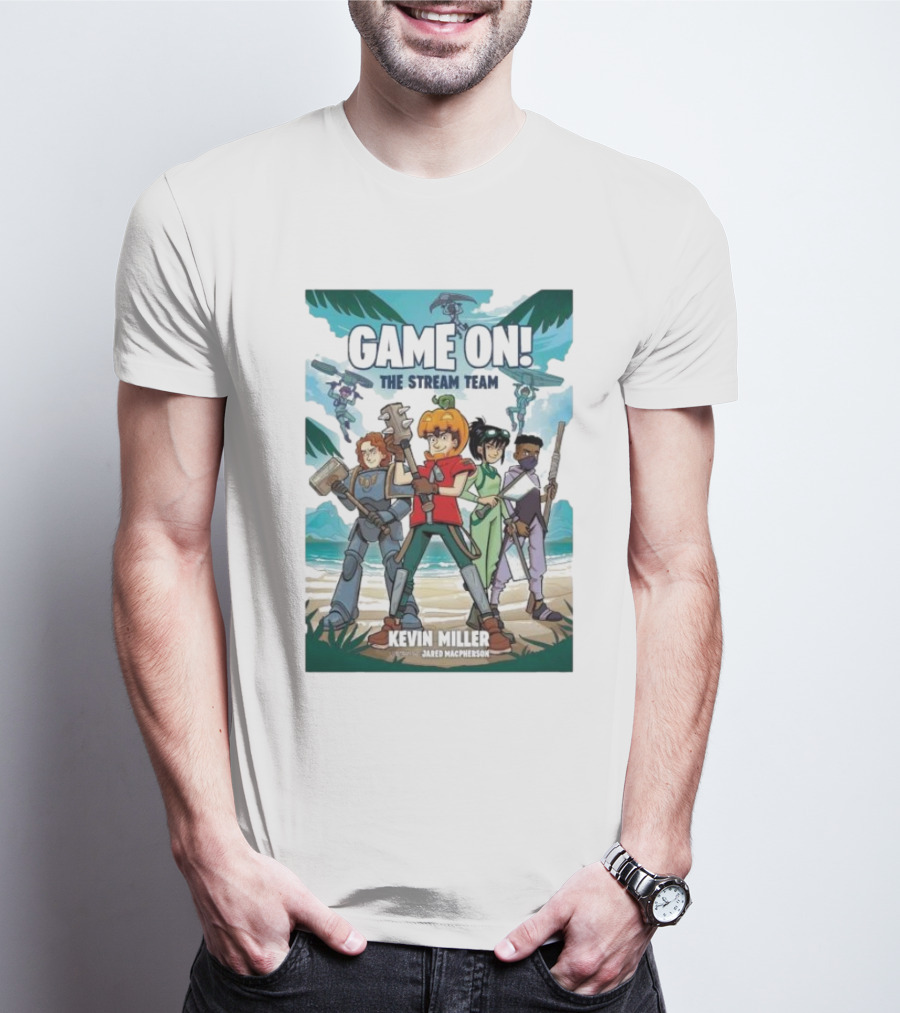 GAME ON THE STREAM TEAM KEVIN MILLER JARED MACPHERSON CHARACTERS PALM TREES ADVENTURE T-Shirt