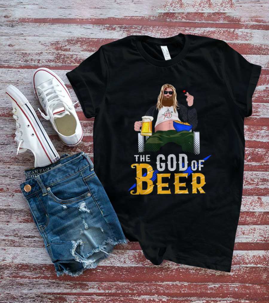 The God Of Beer Fat Thor With Sunglasses And Beer Mug T-Shirt