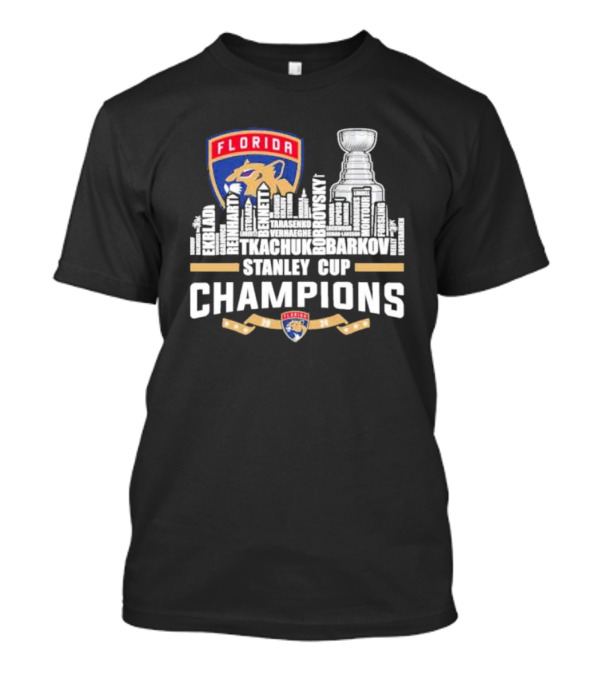 Florida Panthers Ekblad Reinhart Tkachuk Barkov Bobrovsky Stanley Cup Champions T-Shirt