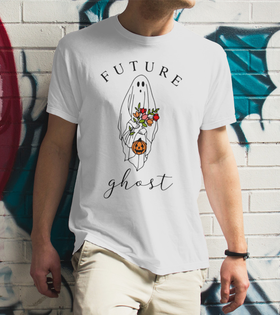 FUTURE GHOST HOLDING FLOWERS AND PUMPKIN HALLOWEEN T-Shirt