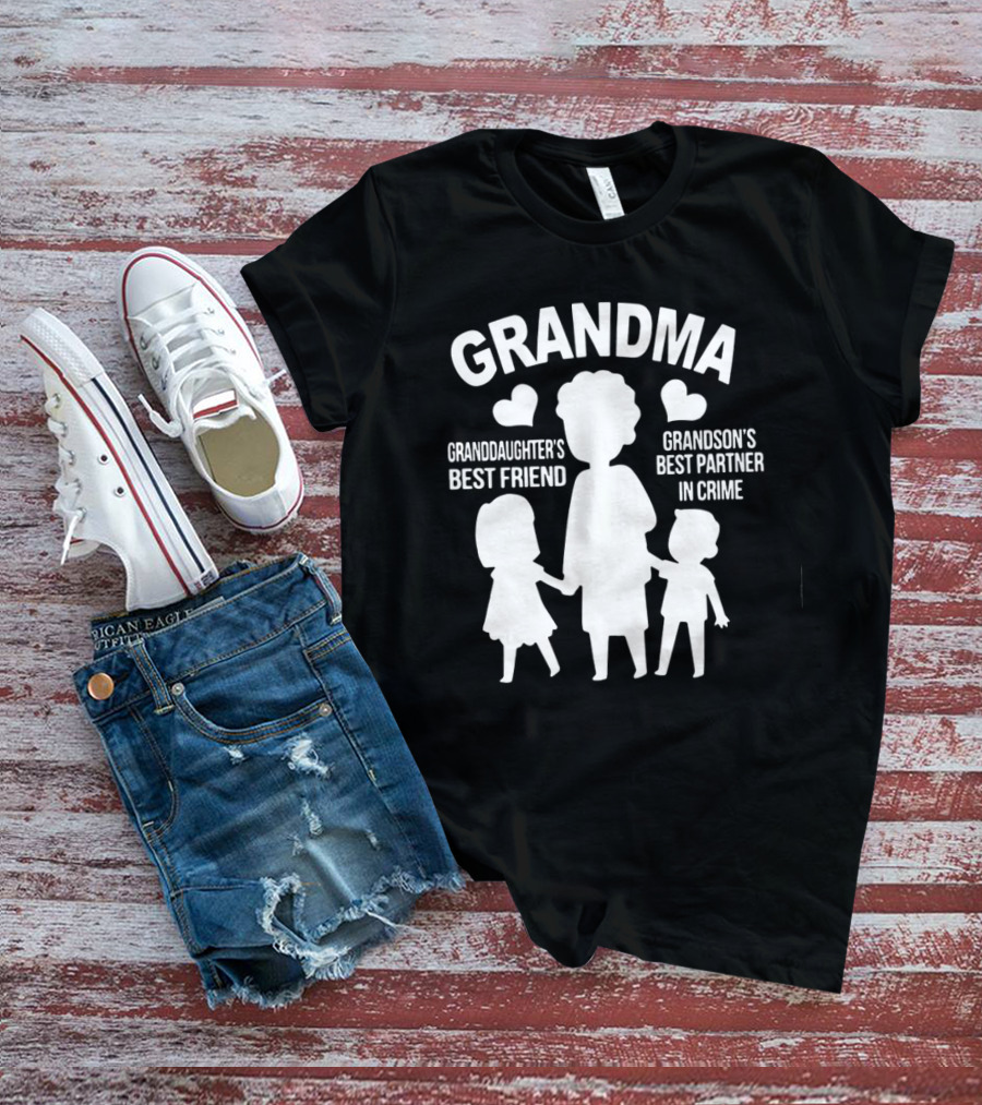 Grandma Granddaughter's Best Friend Grandson's Best Partner In Crime Hearts T-Shirt