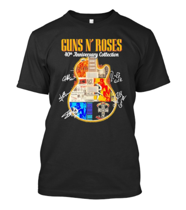 Guns N’ Roses 40th Anniversary Collection Guitar With Signatures And Album T-Shirt