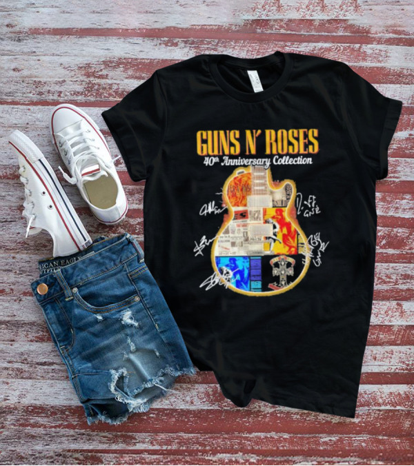 Guns N’ Roses 40th Anniversary Collection Guitar With Signatures And Album T-Shirt